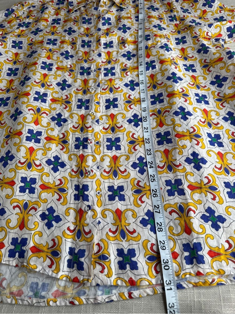 WEWOREWHAT Linen Tile Pattern Dad Shirt Oversized Size Medium Colorful - Picture 8 of 11